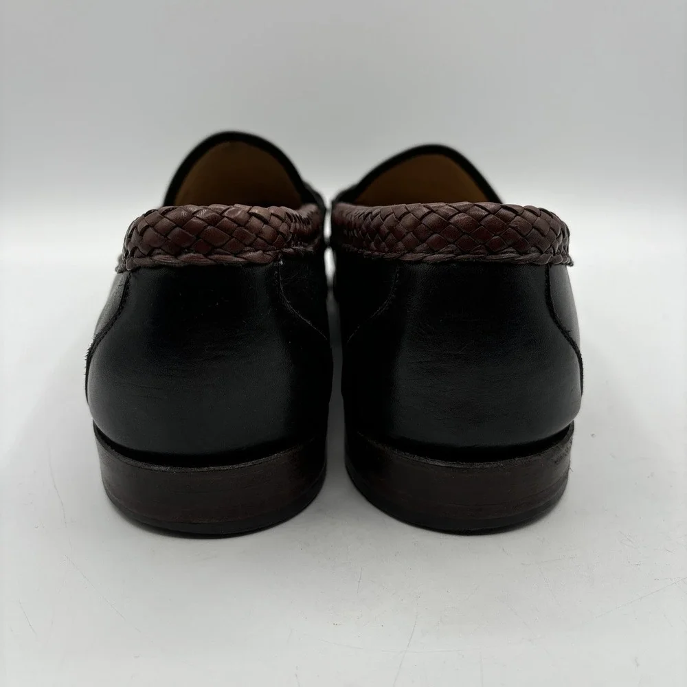 Allen Edmonds‎ Black Brown Braided Newcomb Leather Loafers Men's 12 D